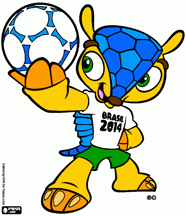 Olá professora! Estou enviando para você o mascote da copa do mundo- fifa 2014. Se estiver alguma coisa negativa, no desenho converse com migo, para refazêlo. Beijos e abraços. Larissa para colorir e imprimir