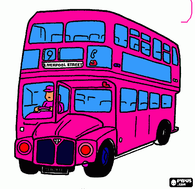 onibus de dois andares para colorir e imprimir