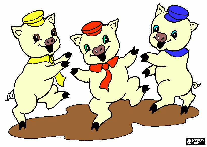 Os 3 porquitos  para colorir e imprimir