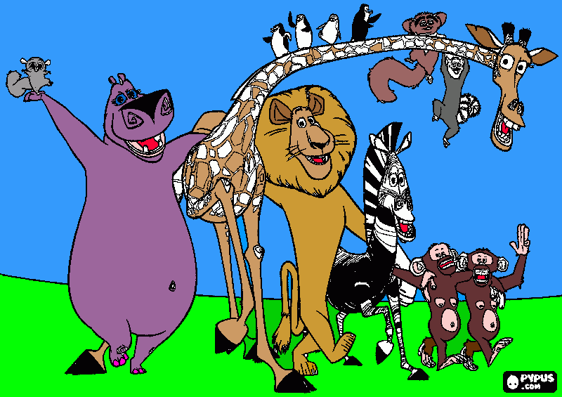 os bichinhos de madagascar para colorir e imprimir