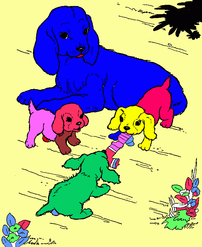 os cachorros coloridos para colorir e imprimir