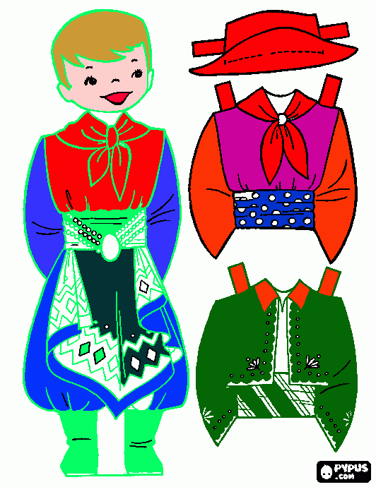 os gaúchos e prendas para colorir e imprimir