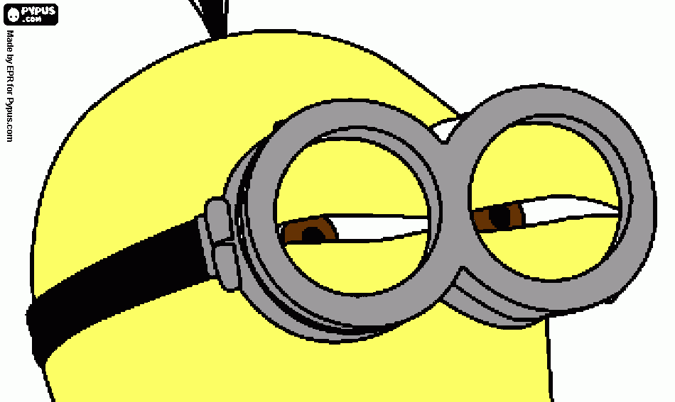 os olhos quase fechados de um minion para colorir e imprimir