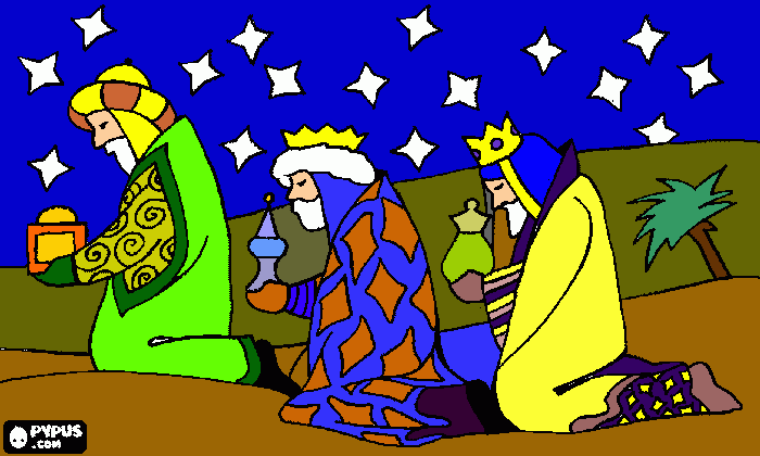 Os reis magos coloridos para colorir e imprimir