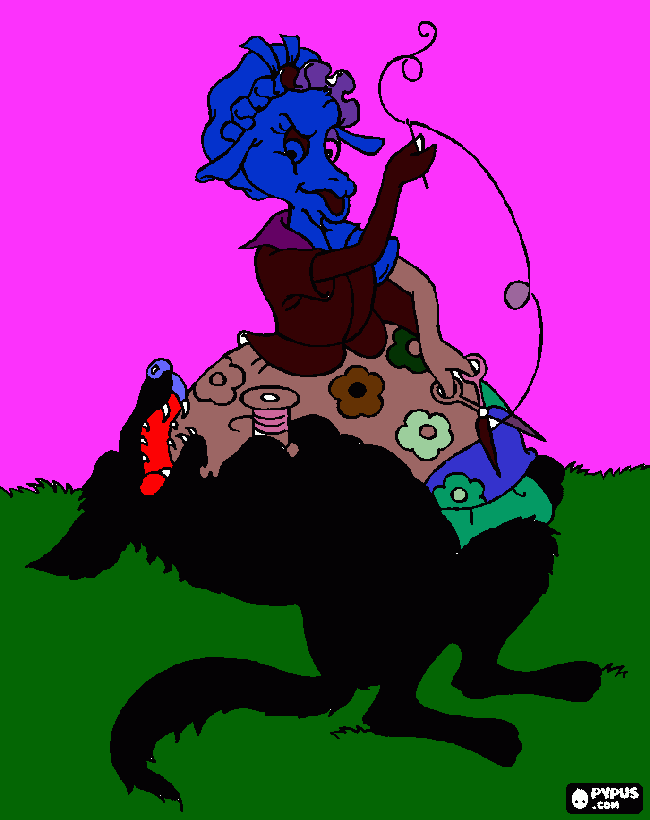 os sete cabritinhos- d. cabra costurando o lobo para colorir e imprimir