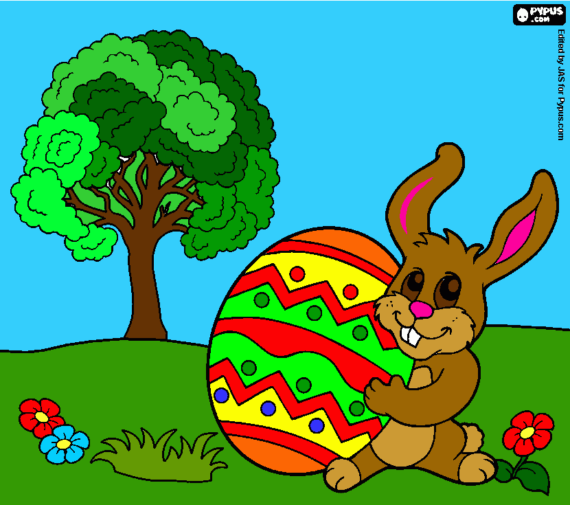 Ovo da Páscoa e coelho para colorir e imprimir