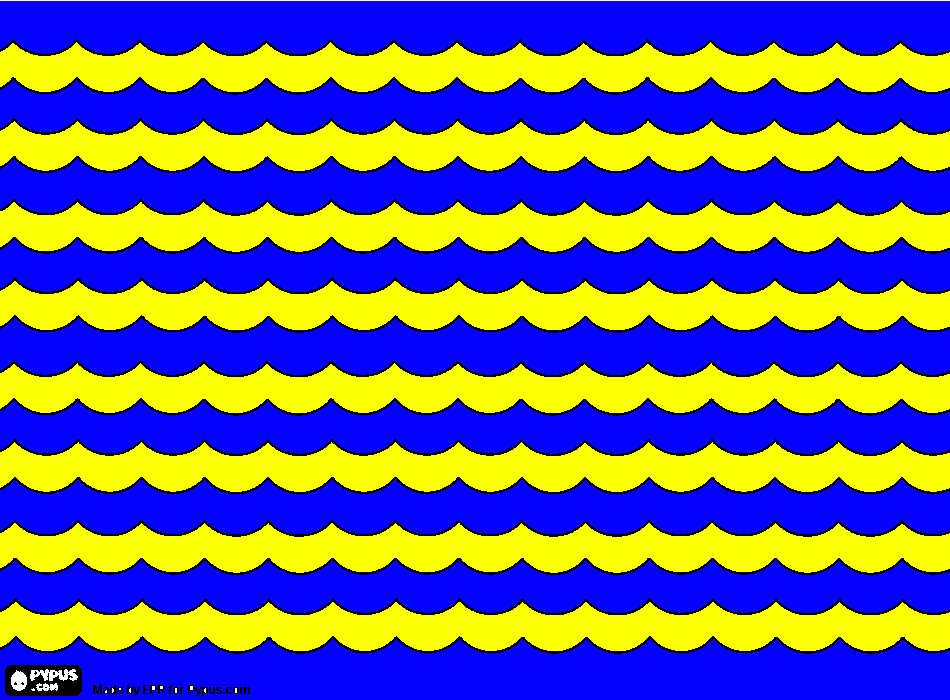 padrão de listras azuis e amarelas em formato de ondas para colorir e imprimir