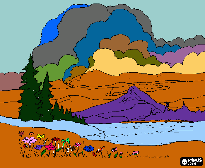 paisagem cores frias para colorir e imprimir