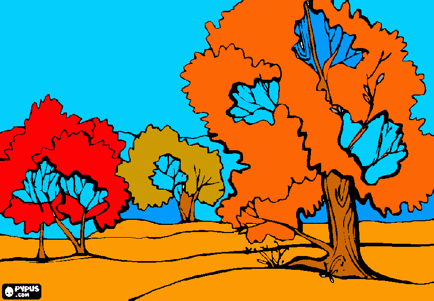 paisagem de outono... para colorir e imprimir