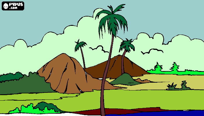 Paisagem litorânea para colorir e imprimir