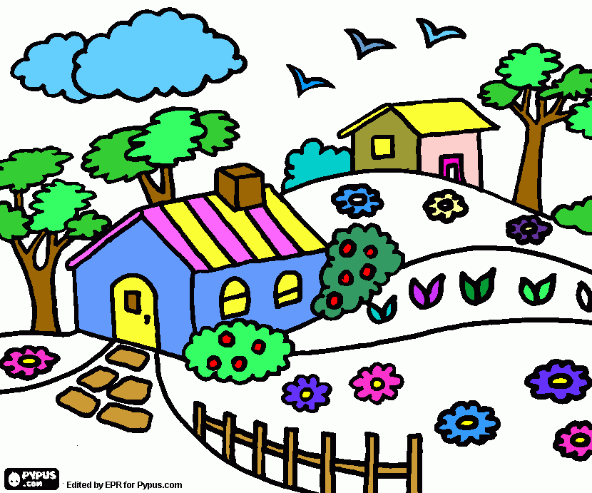 Paisagem Rural 01 para colorir e imprimir