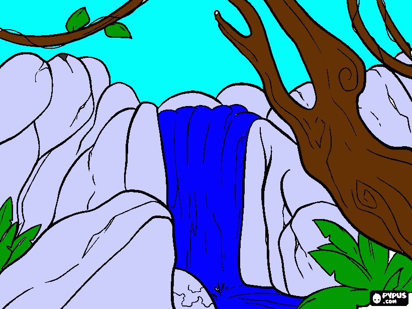 paisagen de cataratas para colorir e imprimir