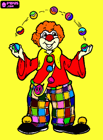 palhaço com bolas  para colorir e imprimir