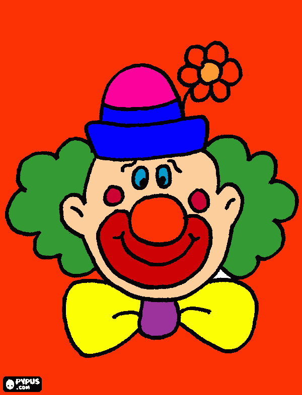 palhaço com flor no chapeu para colorir e imprimir
