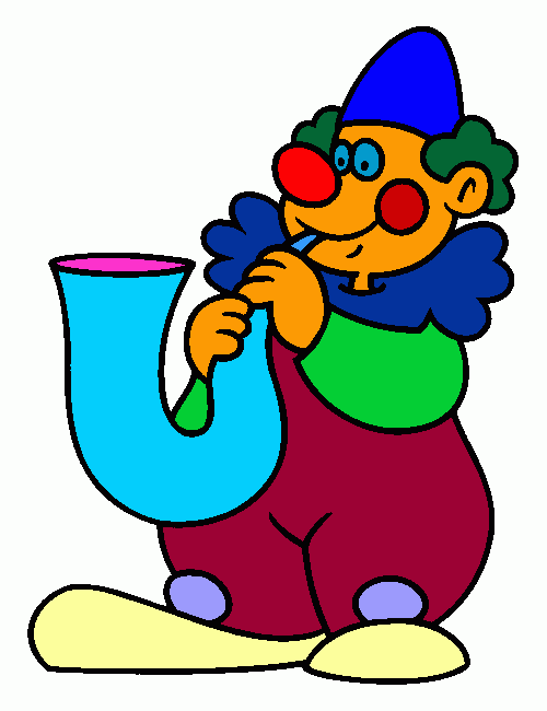 palhaço tocando saxofone para colorir e imprimir