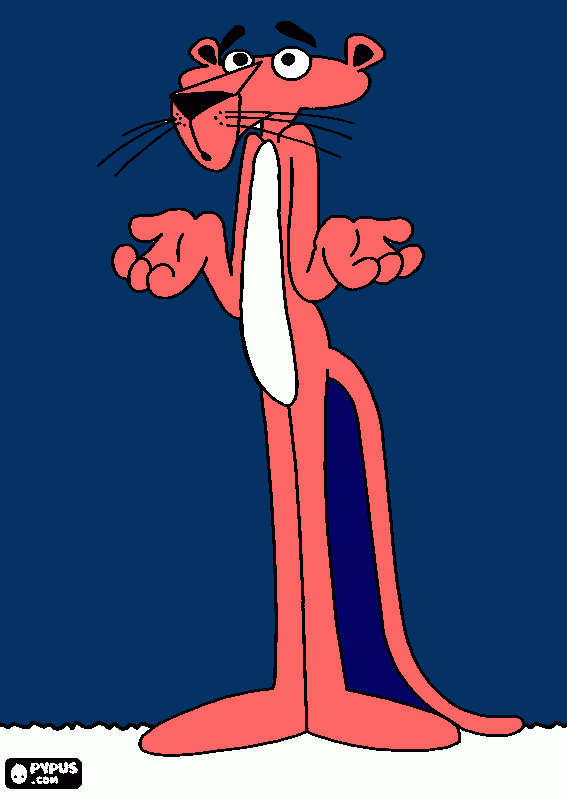 pantera cor de roa  preocupada para colorir e imprimir