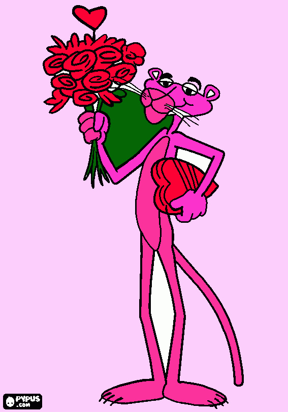 pantera te entregando flores para colorir e imprimir