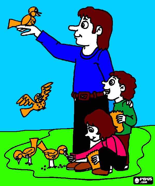 Papai e seus canarinhos!!! para colorir e imprimir