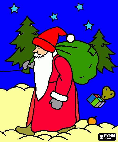 papai noel colorido para colorir e imprimir