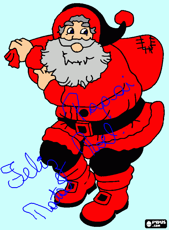 papai noel com saco de brinquedos nas costas para colorir e imprimir