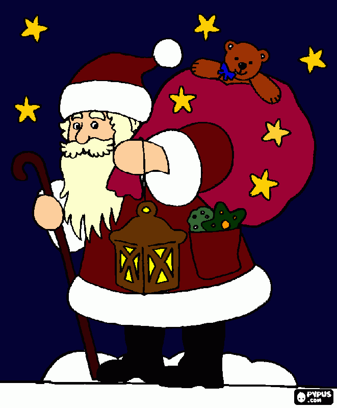 papai noel com saco nas costas :D mt fofo para colorir e imprimir