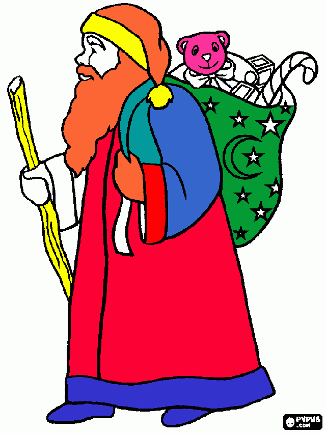 papai noel entregando presentes para colorir e imprimir