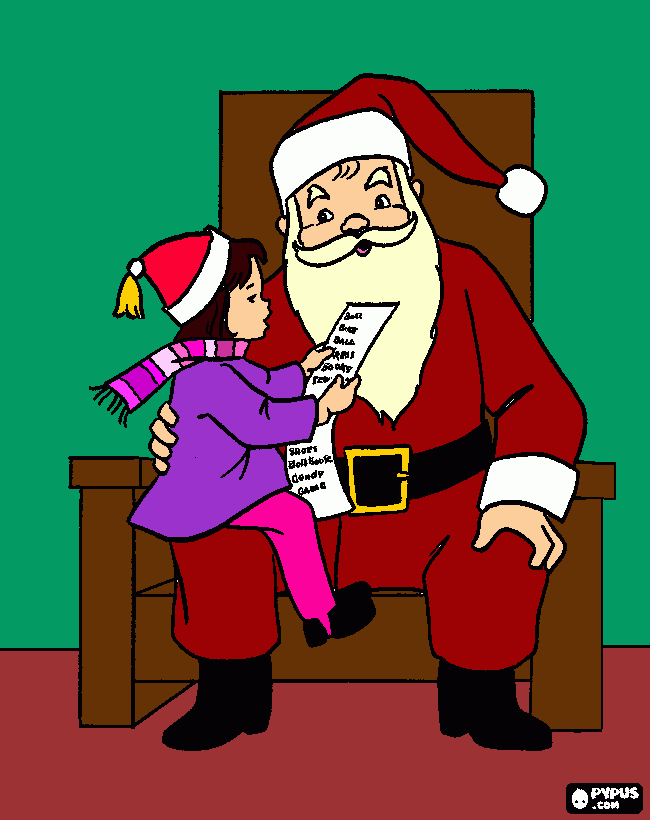 papai noel lendo cartinha para colorir e imprimir