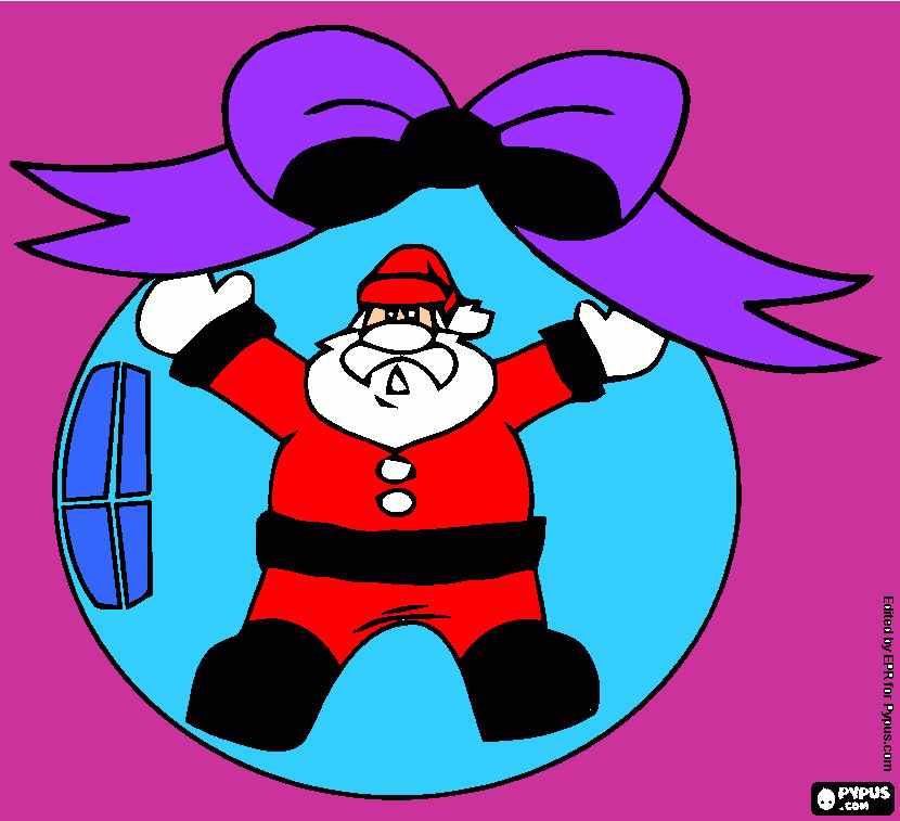 papai noel na bola  para colorir e imprimir