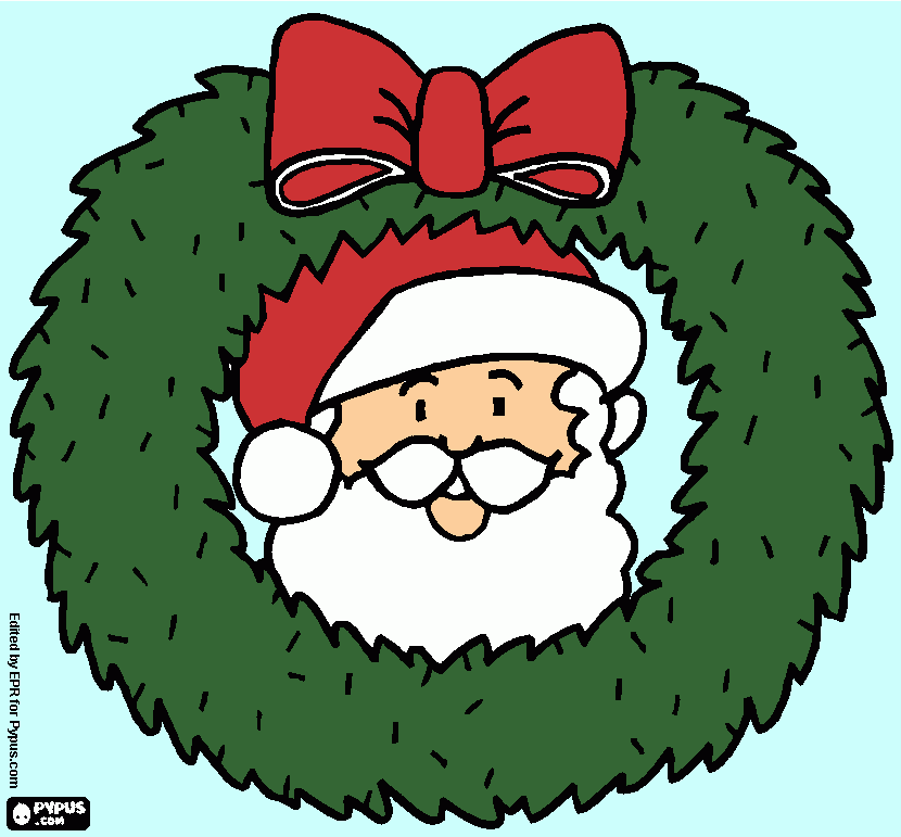 papai noel pendurado na guirlanda para colorir e imprimir