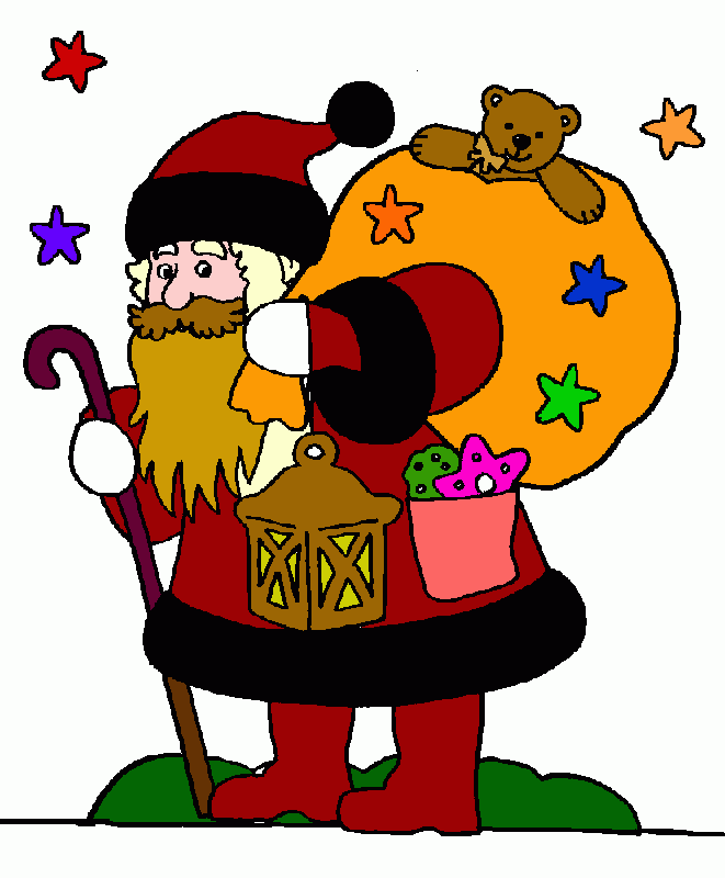Papai noel pintado para colorir e imprimir