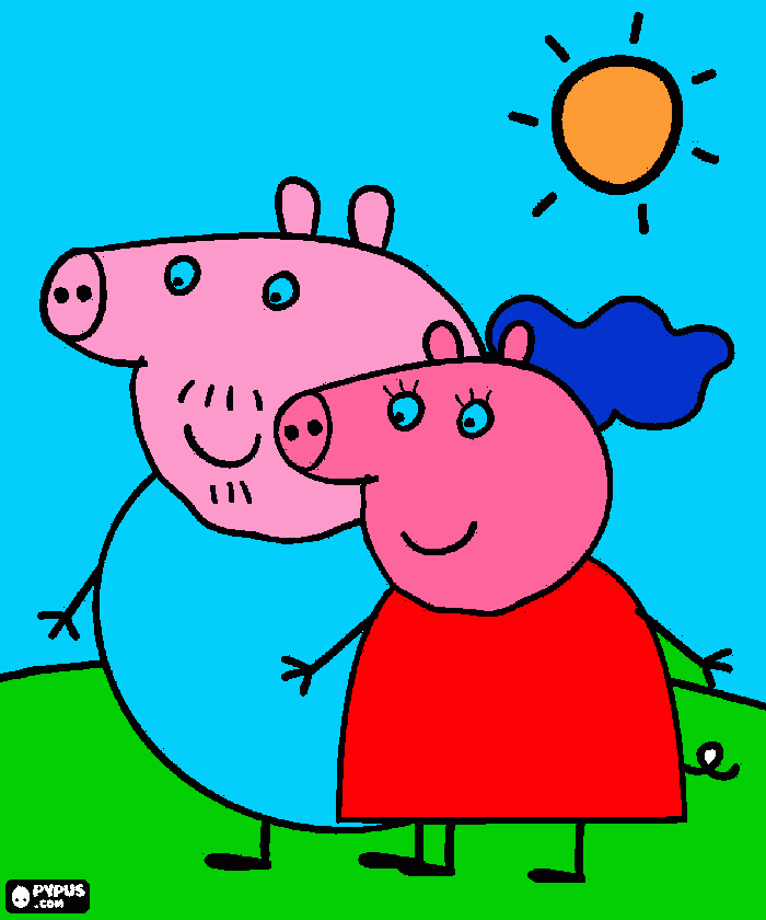 papai pig e mae para colorir e imprimir