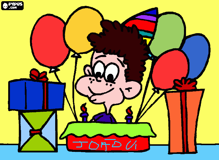 PARABENS PELO ANIVERSARIO para colorir e imprimir