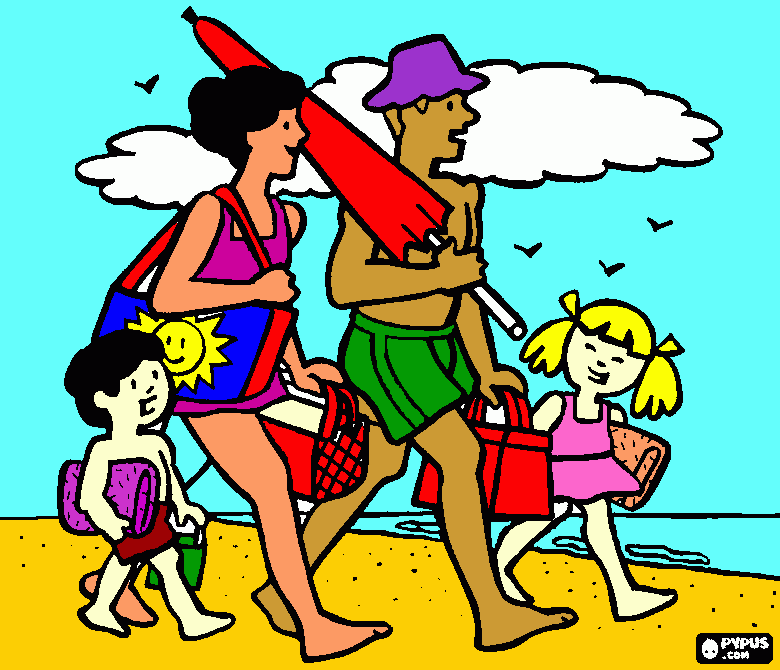 PASSEIO NA PRAIA para colorir e imprimir