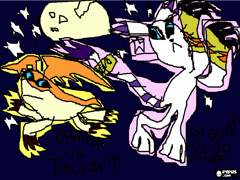 patamon vs. tailmon para colorir e imprimir