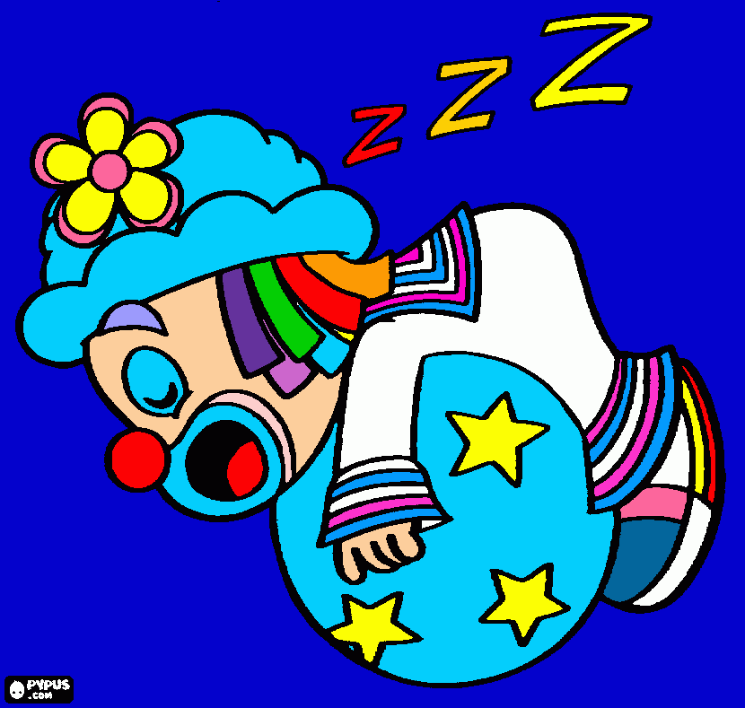 Patati Dormindo em cima de uma bola... para colorir e imprimir