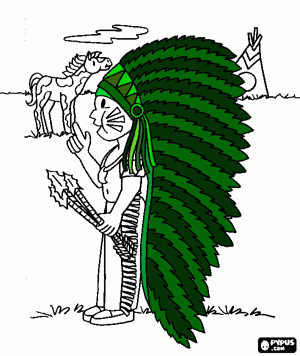 penacho indio verde para colorir e imprimir