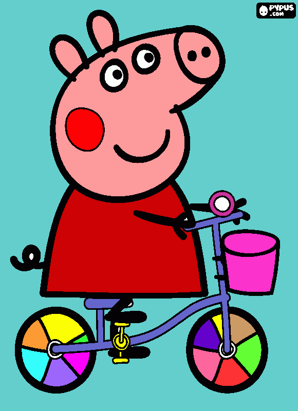 peppa brincando com sua bicicleta para colorir e imprimir