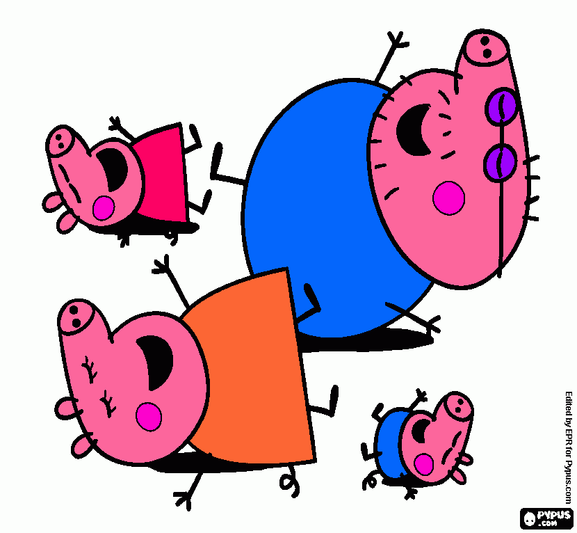peppa e a familia no chao  a  rrir para colorir e imprimir