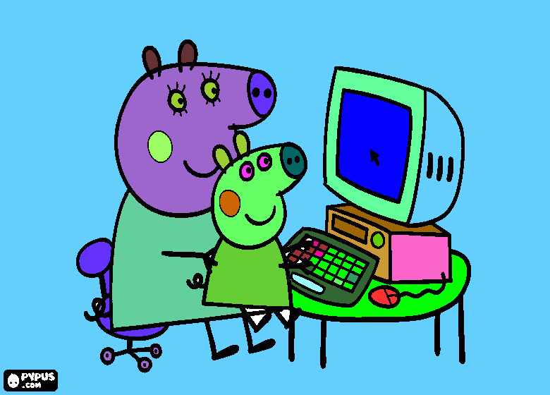 peppa no computador para colorir e imprimir