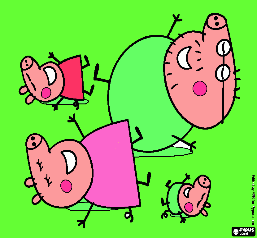 peppa pig e sua familia  para colorir e imprimir
