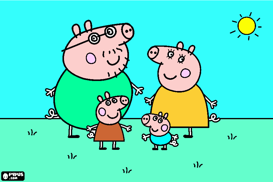 peppa+familia para colorir e imprimir