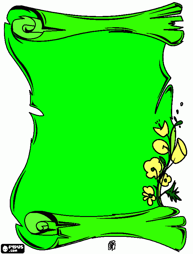 pergaminho verde para colorir e imprimir