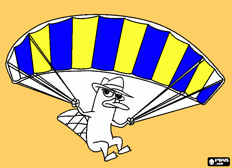 perry com parapente para colorir e imprimir