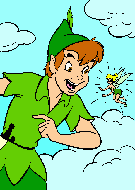 Peter e sininho para colorir e imprimir