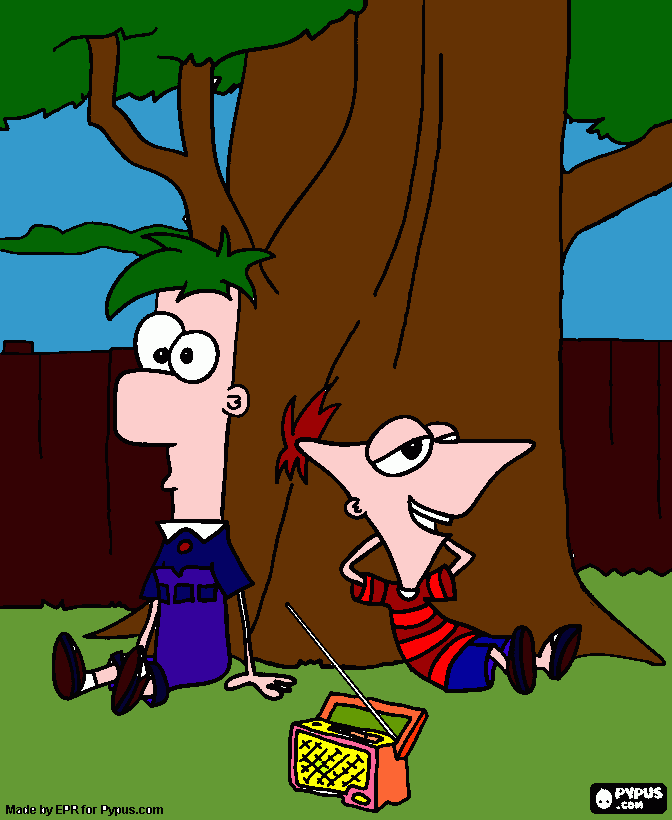 Phineas e Ferb pintados para colorir e imprimir
