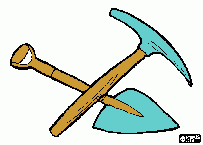 picareta e pa de Diamante para colorir e imprimir