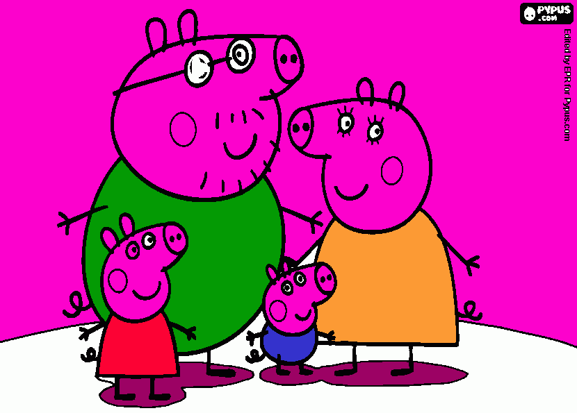 pinta as familia de peppa pig para colorir e imprimir