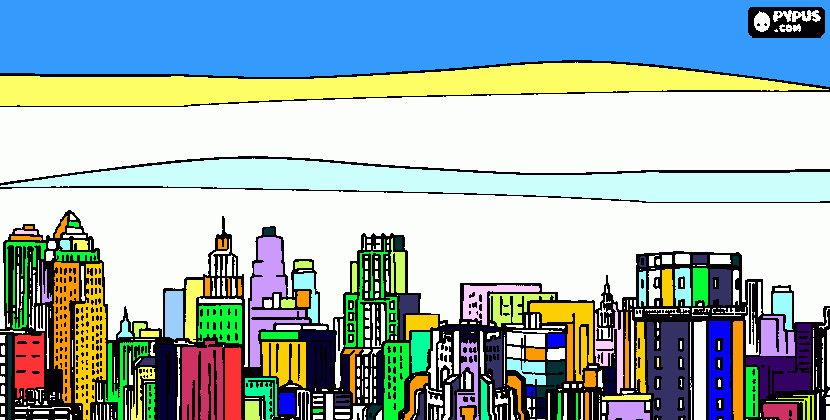 pintura de cidade para colorir e imprimir