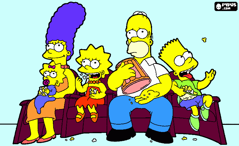 pipoca com os simpsons para colorir e imprimir