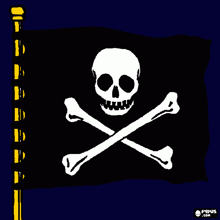 pirata  bandeira  com a  caveira para colorir e imprimir